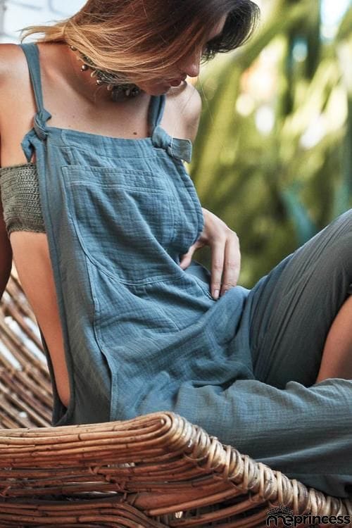Adjustable Straps Pockets Loose Overalls