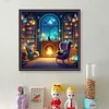 Study Room At Night-11CT Stamped Cross Stitch 45*45cm/17.72*17.72in