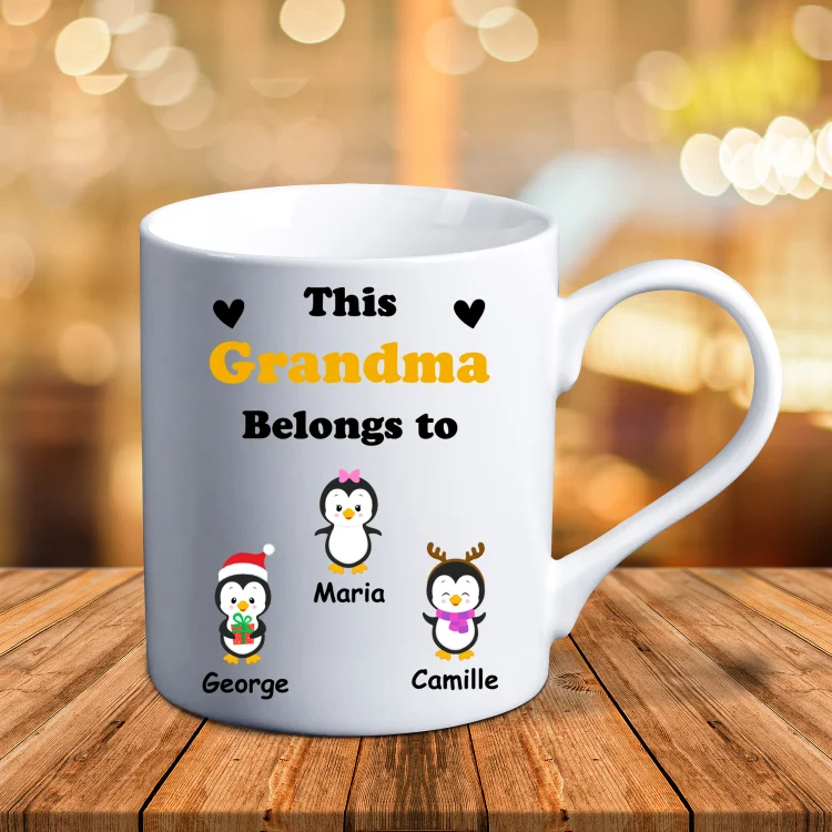 Personalized 1-6 Names Penguin Family Mug -Custom Christmas Birthday Gift Ceramic Coffee Mug for Family