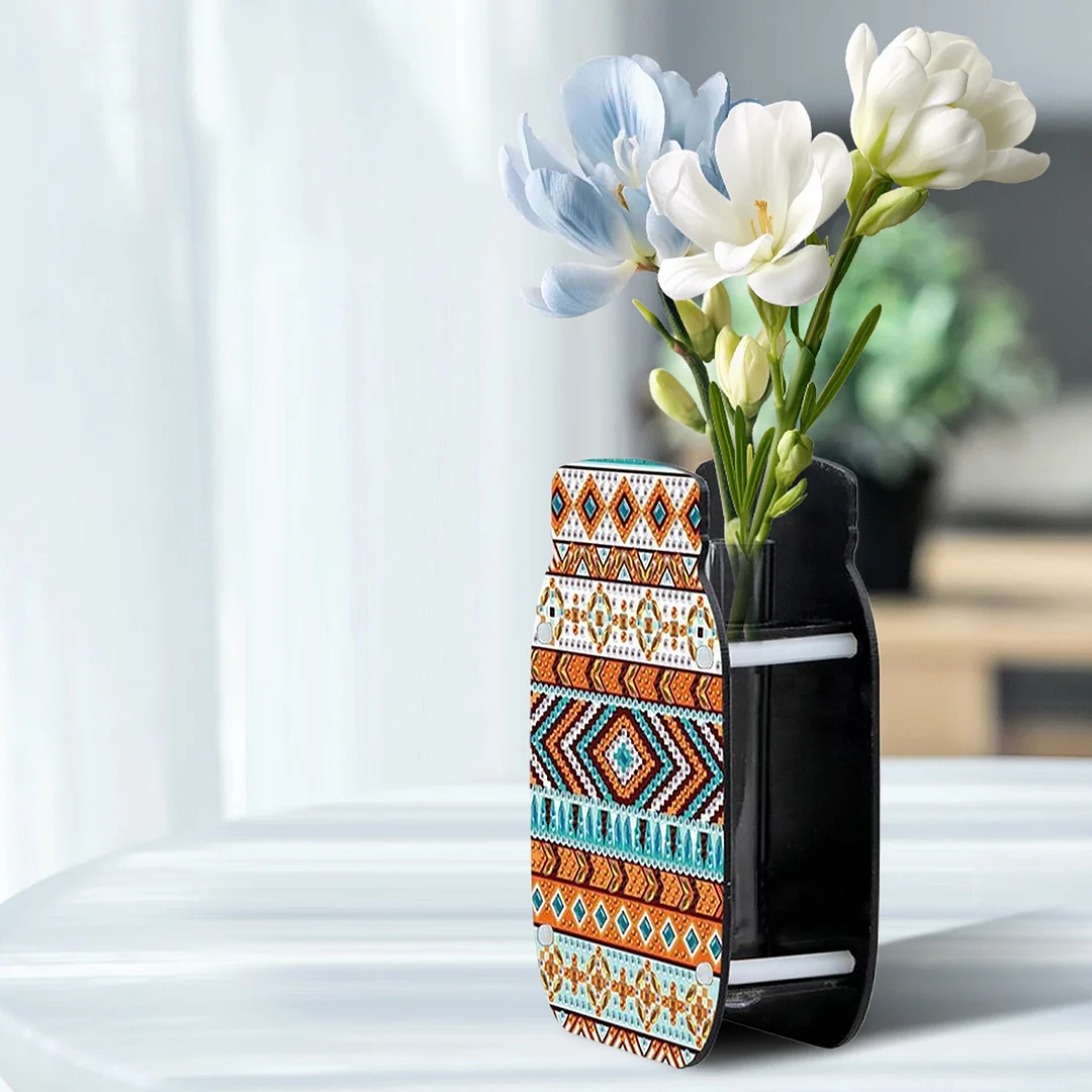 Mandala Acrylic Double Sided Special Shape Diamond Painting Vase for Home