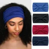 Stylish Plain Colors Elastic Knot Wide Hair Head Bands