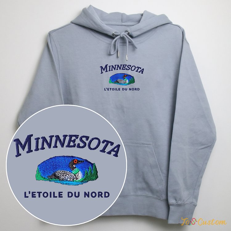 TOSCUSTOM™ Minnesota Embroidered Hoodie L'Étoile du Nord Vintage Sweatshirt 