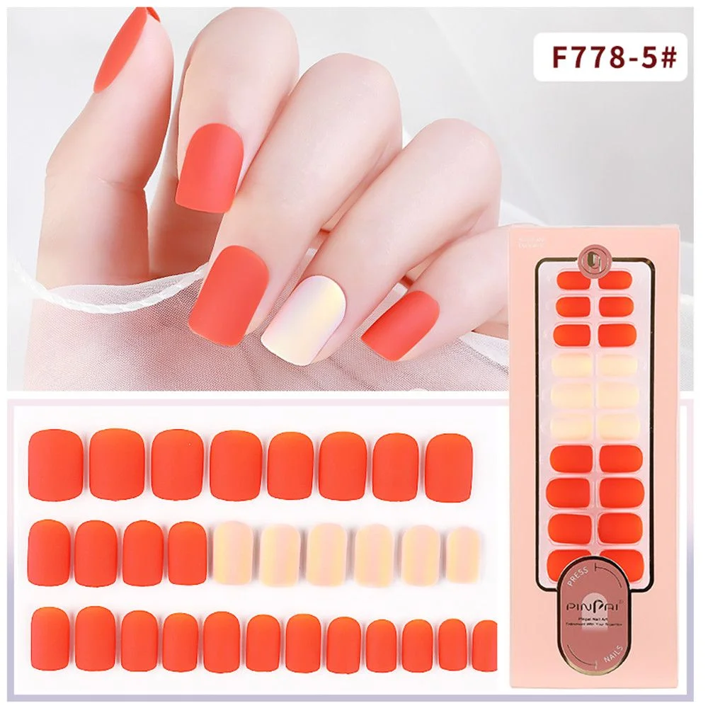 24/30Pcs/Set Reusable False Nail Tips Set Full Cover Shiny Matte Nail Tips With Designs Press On Nails Art Fake Extension Tips-Nail Inspo