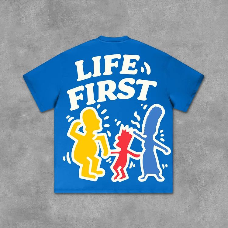 Life First Graffiti Flat Graphic Cotton T-Shirt SOPULA