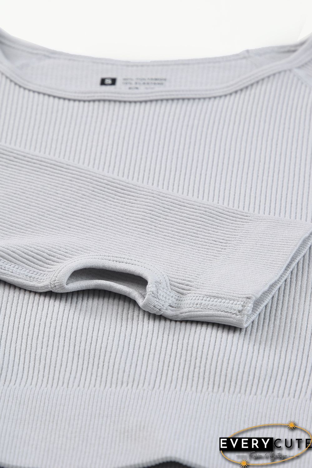 Gray Long Sleeve Seamless Crop Smoke