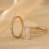 14K Yellow Gold 3ct Radiant Cut Lab Diamond 4 Prongs Basket Setting Bridal Set Rings