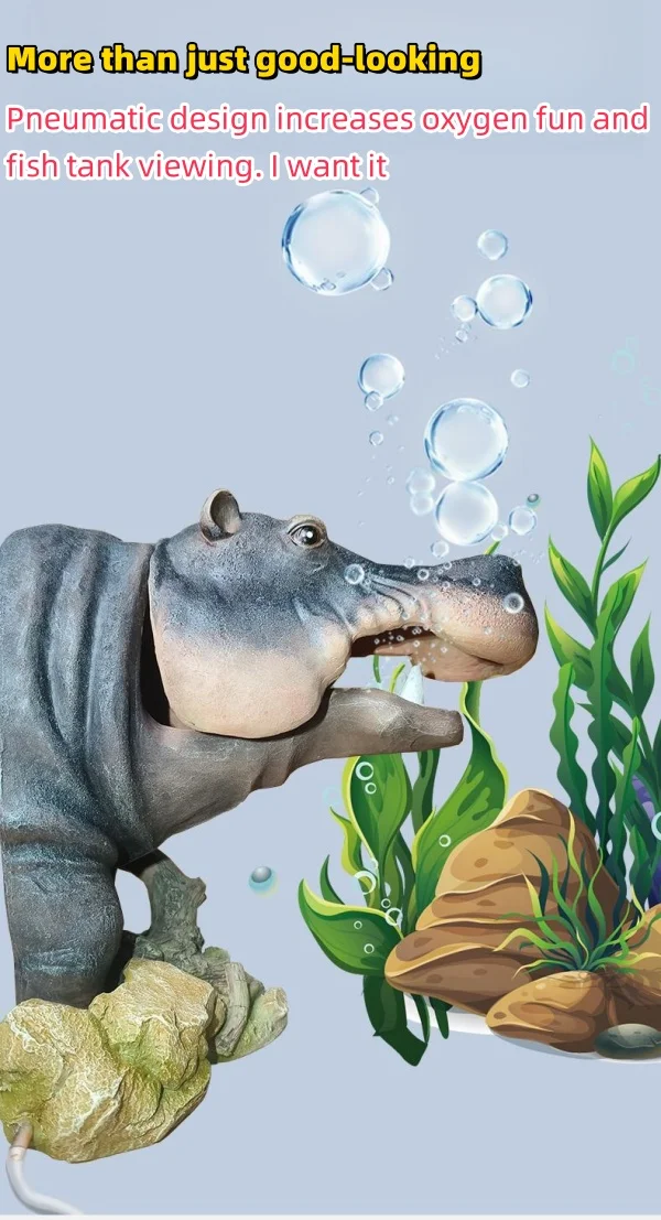 Pneumatic Hippopotamus Fish Tank Landscaping Decoration Fish Tank Ornaments