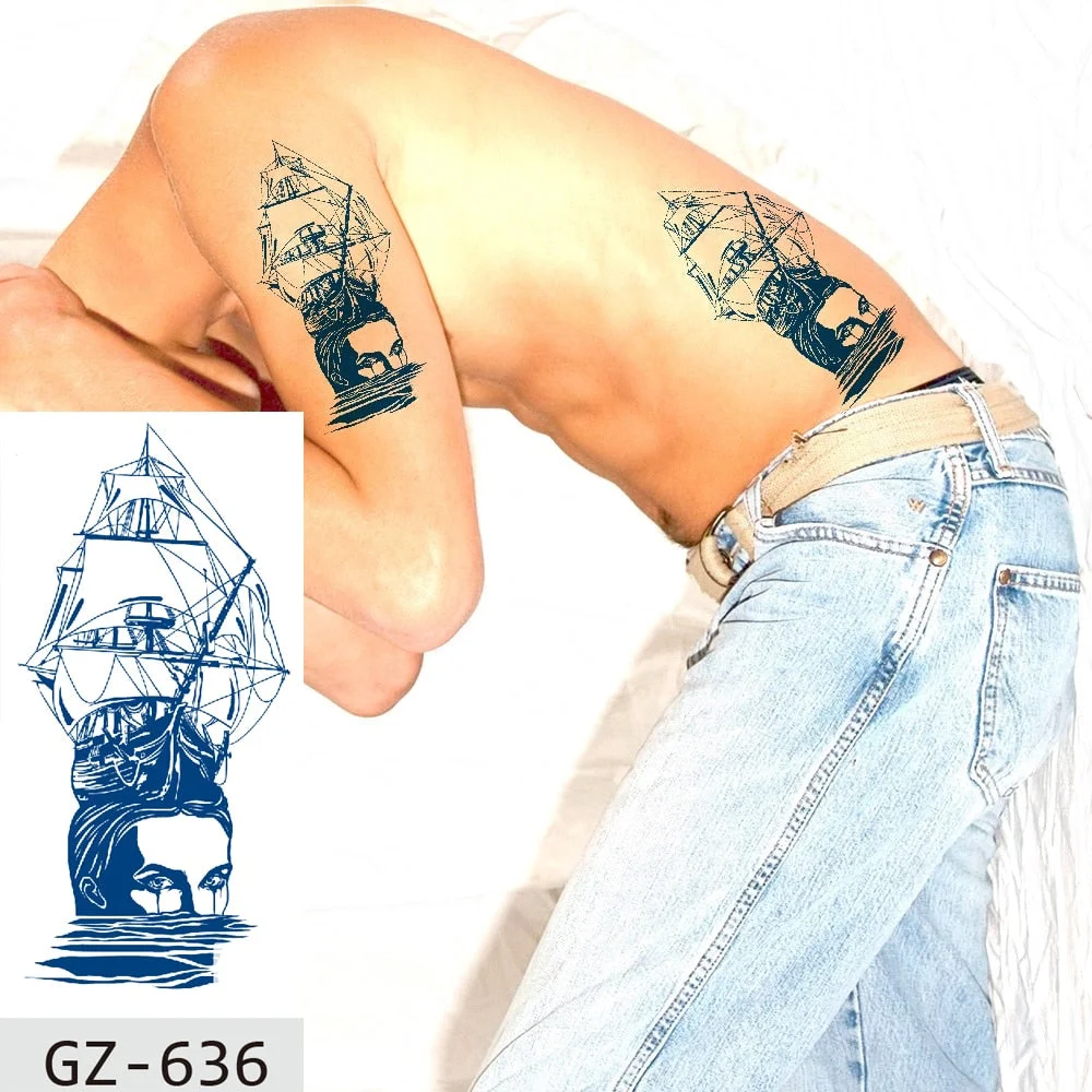 Temporary Waterproof Tattoo Stickers Ancient Chinese God of War Totem Thinker Juice Ink Men Women Girl Chest Arm Body Fake Tatoo