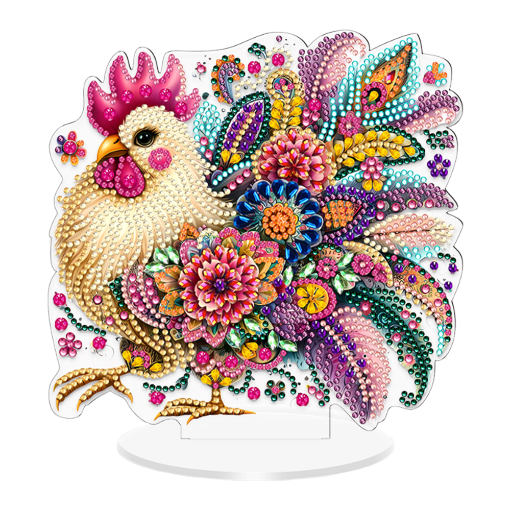 Special Shaped Diamond Painting Desktop Ornaments Kit for Adults DIY (Rooster)