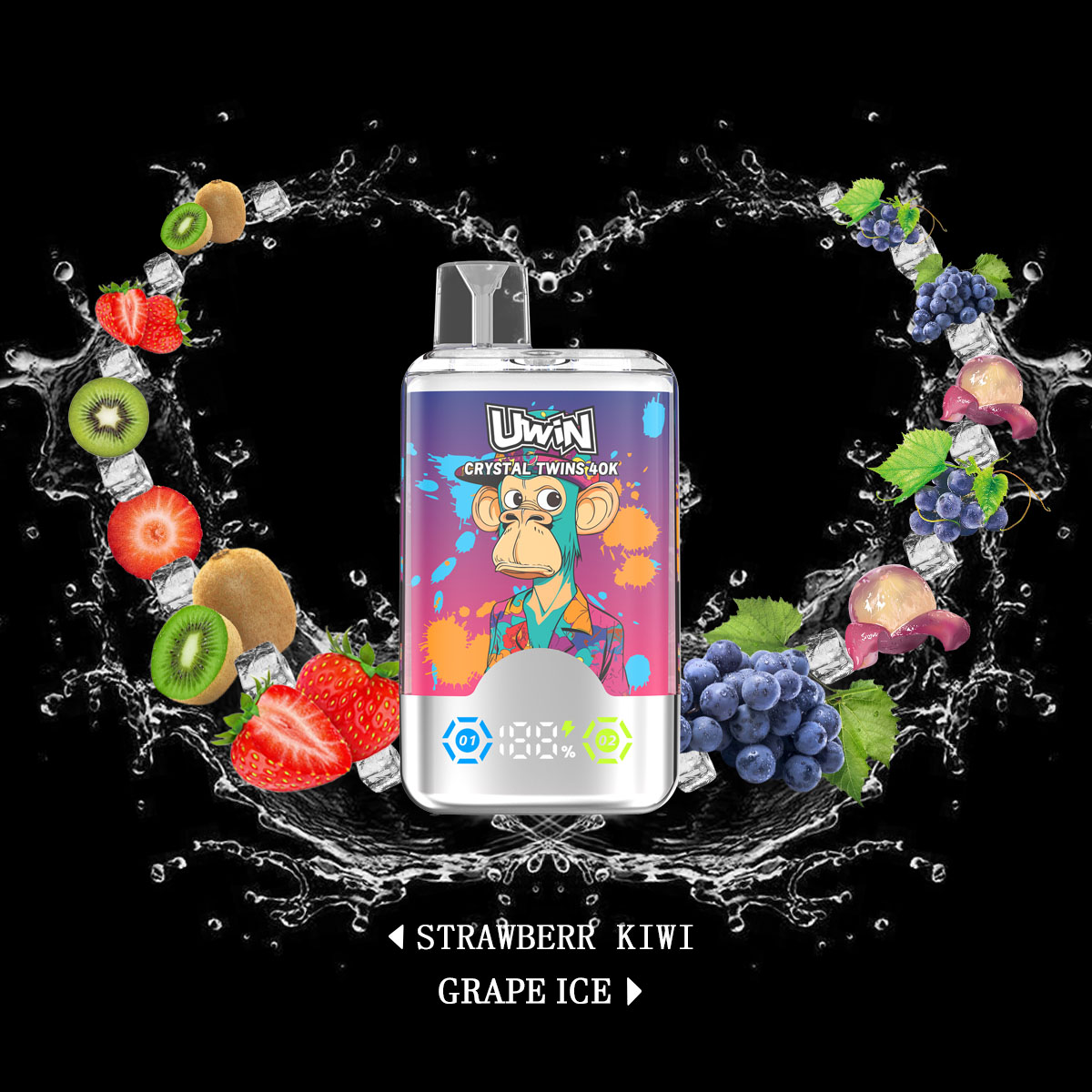 Uwin Twins Crystal 40K: 40.000 Züge Dual-Flavor Vape mit Mesh-Coil  fumotvapeshop