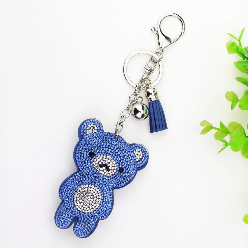 5 Pieces Cute Bear Flannel Diamond Women’s Keychain
