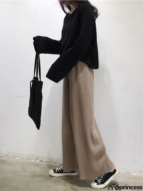 Urban Loose Wide Leg Solid Color Pants
