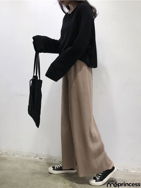 Urban Loose Wide Leg Solid Color Pants
