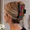 Blooming Flowers DIY Diamond Painting Claw Clips for Adults Beginners Diamond Art Western Hair Clips Anti-Slip Design for Women Long Short Hairstyle Jewelry Supplies