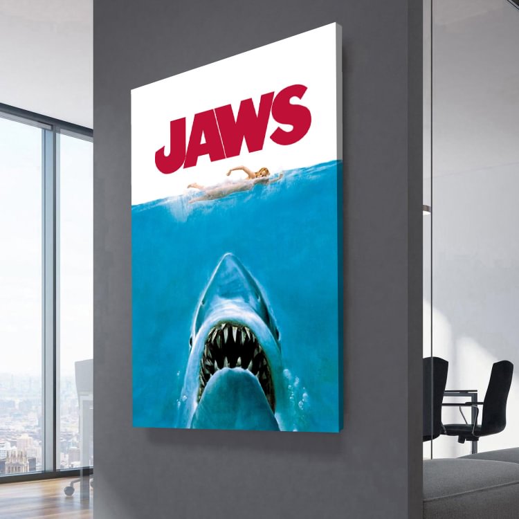 Jaws (1975) Movie Poster Canvas Wall Art