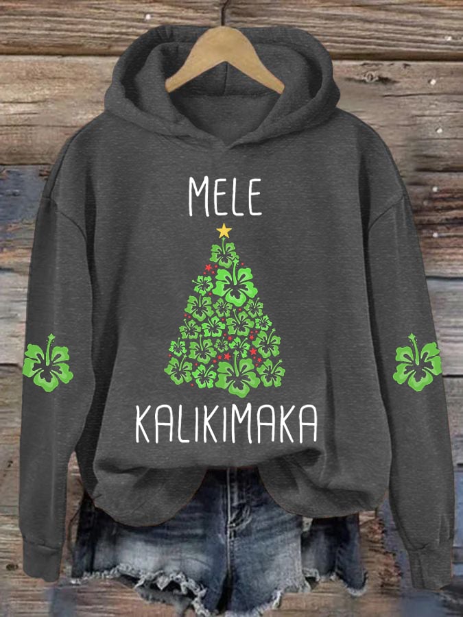 Women's Hawaiian Christmas Mele Kalikimaka Hibiscus Hoodie