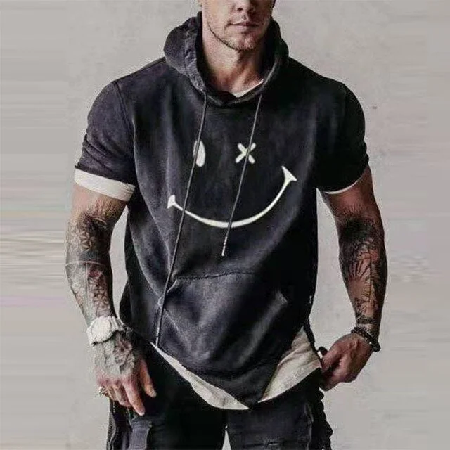 Smile Print Hooded T-Shirt