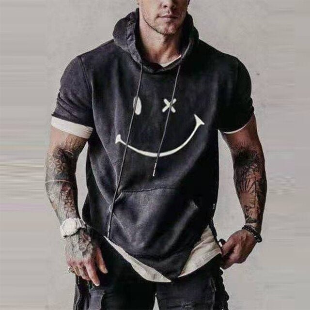 Smile Print Hooded T-Shirt