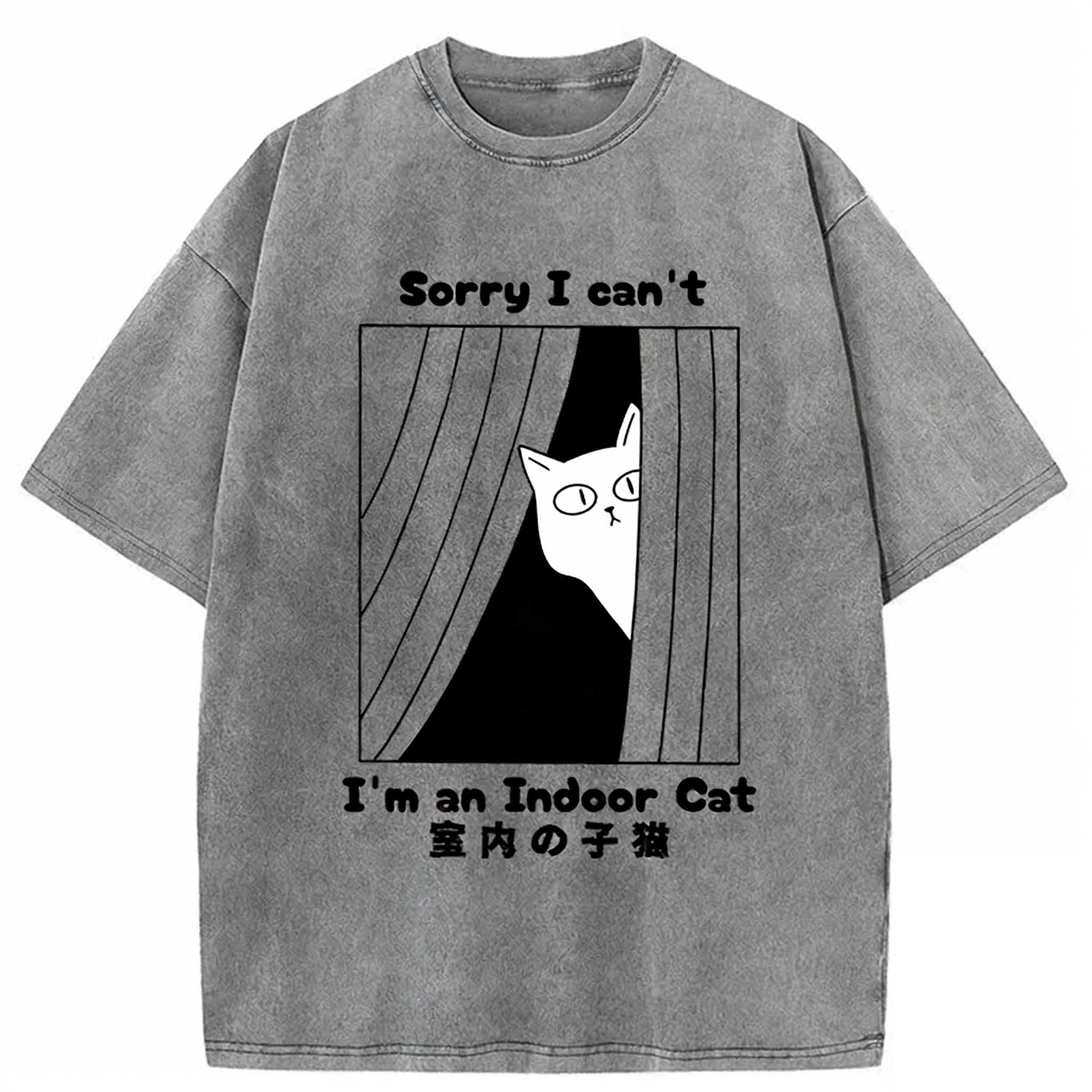 Indoor Kitten Funny Washed T-shirt elevenforest