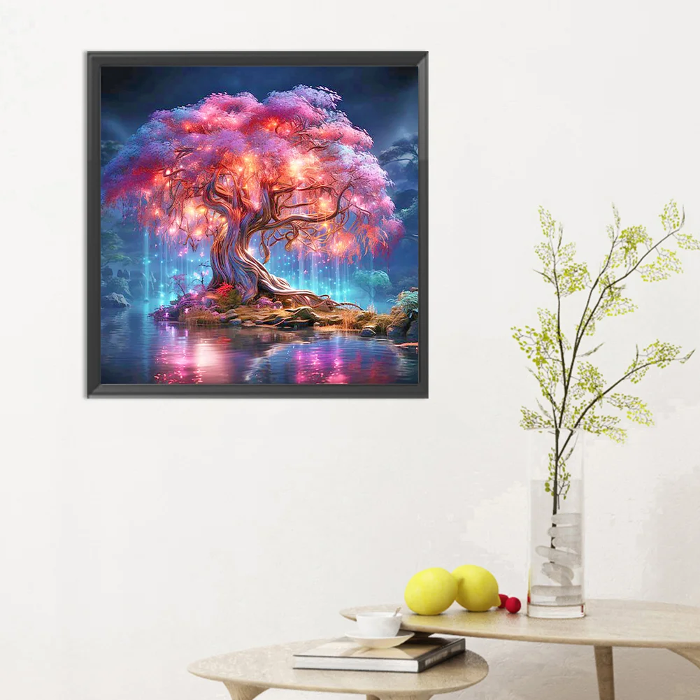 Diamond Painting - Full Round Drill - Fluorescent Lake Tree(Canvas|30*30cm)