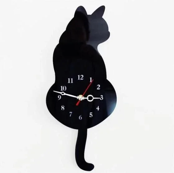 swinging tail pet wall clock