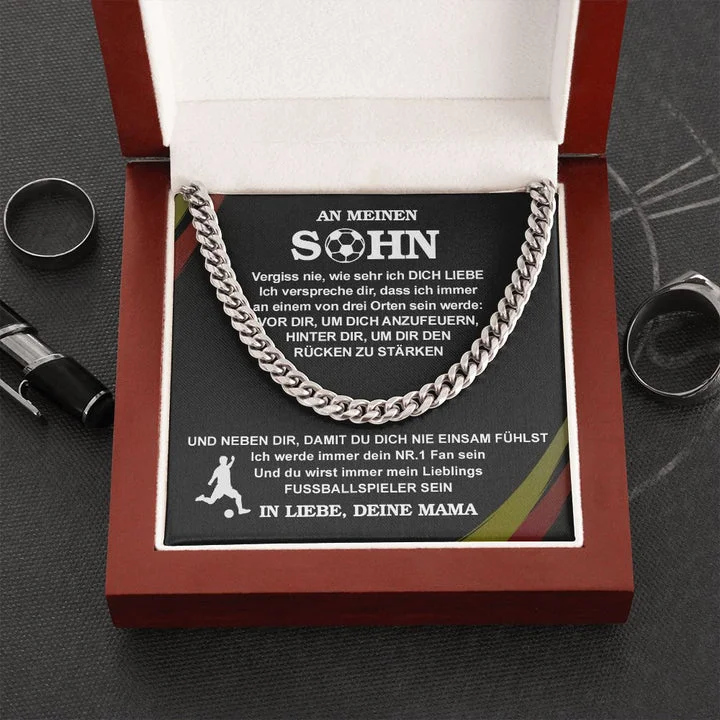 Kettenmachen Halskette-An Meinen Sohn von Mutter- Ich werde immer dein NR.1 Fan sein- Geschenk mit Nachrichtenkarte