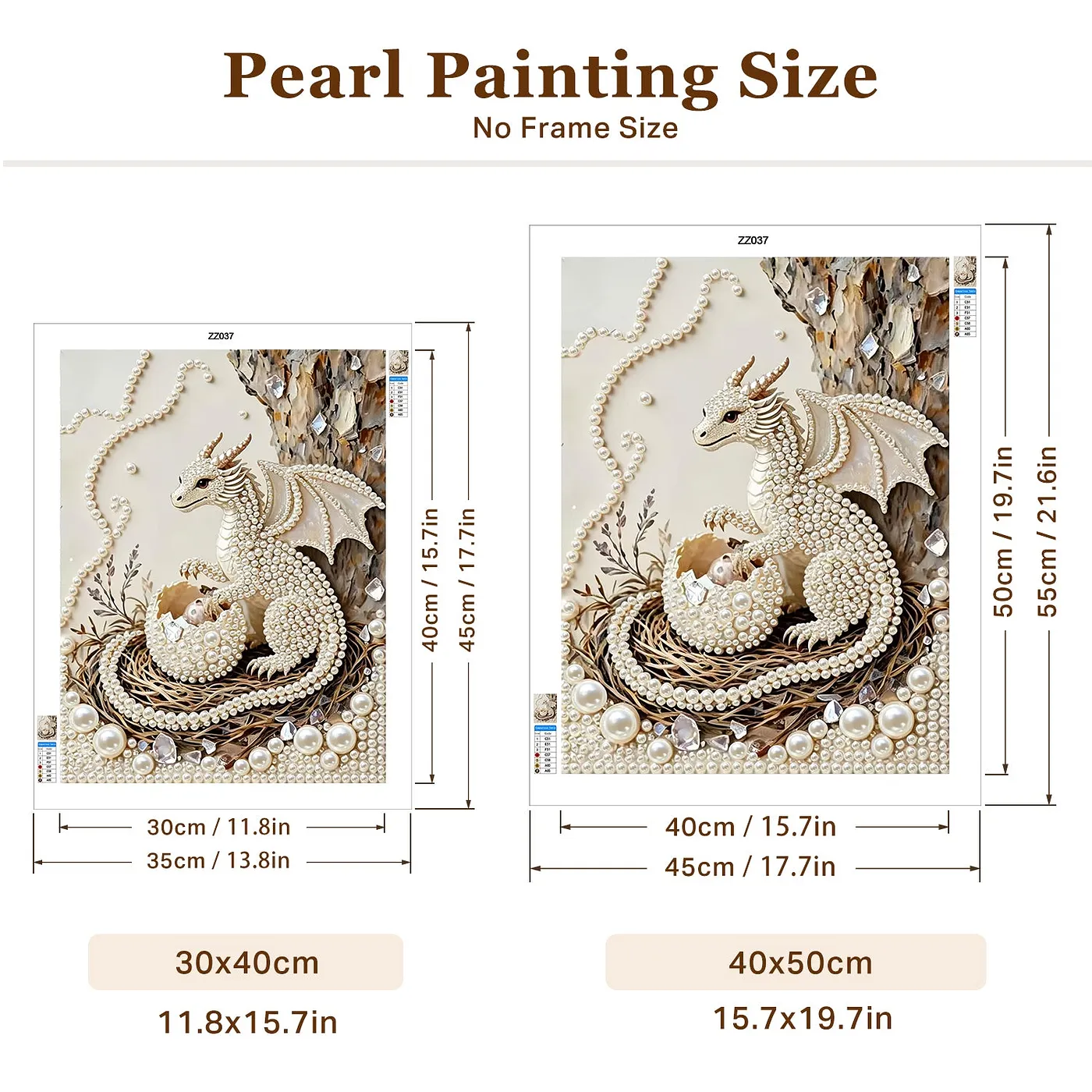 White Dragon Hatchling - Pearls Painting