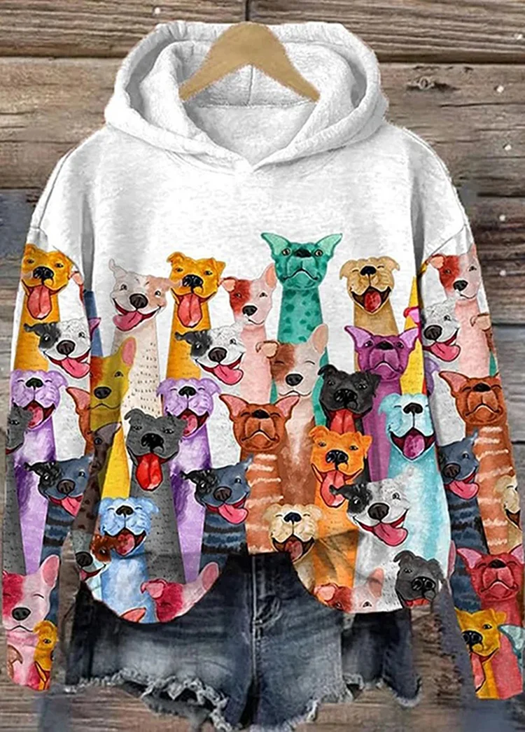 Women's Fun Dogs Print Casual Hoodie