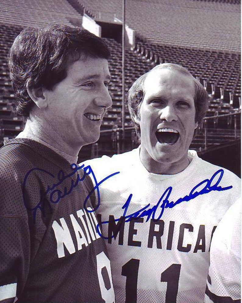 Archie manning and terry bradshaw signed nfl saints and steelers 8x10 Photo Poster painting