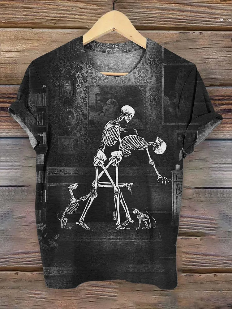 Punk Grim Reaper Skull Art Pattern Print T-shirt