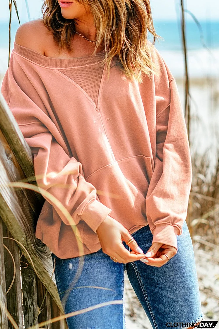 Drop Shoulder Sweatshirt with Kangaroo Pocket