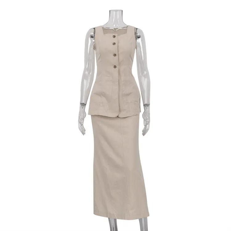 Churchf Churchf New Fashion Sleeveless Vest Vest Skirt Suit Summer Two Sets Of Advanced Sense