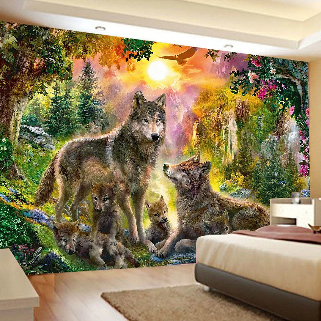 Psychedelic Wall Hanging Tribal Animal Turtle Wolf Tapestry Home Decor Beach Mat Tapestry Dropshipping