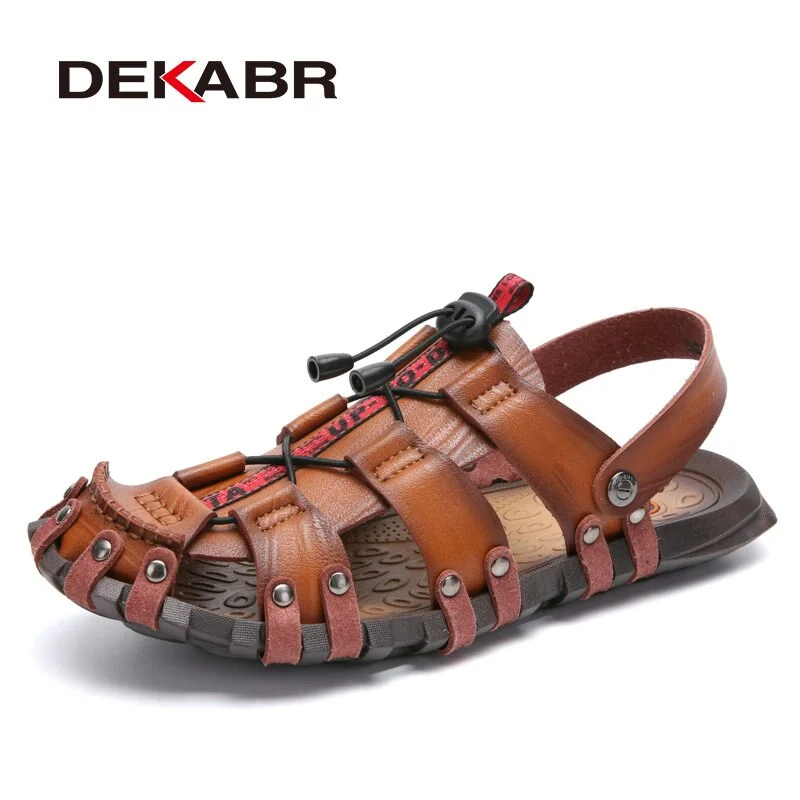 DEKABR Summer Men's Sandals Beach Shoes Summer Leisure Beach Roman Men Outdoor Sandals High Quality Soft Bottom Sandals Slippers