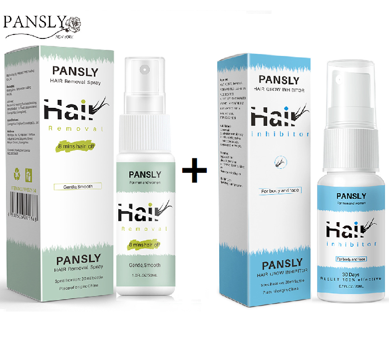 2PCs/set Painless Hair Removal Spray Cream + Stop Hair Growth Inhibitor Treatment Spray