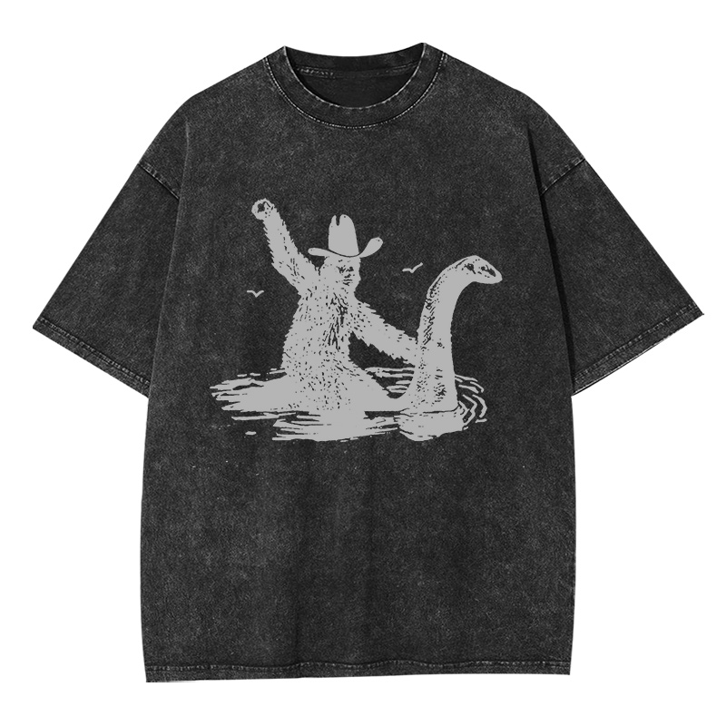Bigfoot And Loch Ness Monster Washed T-shirt