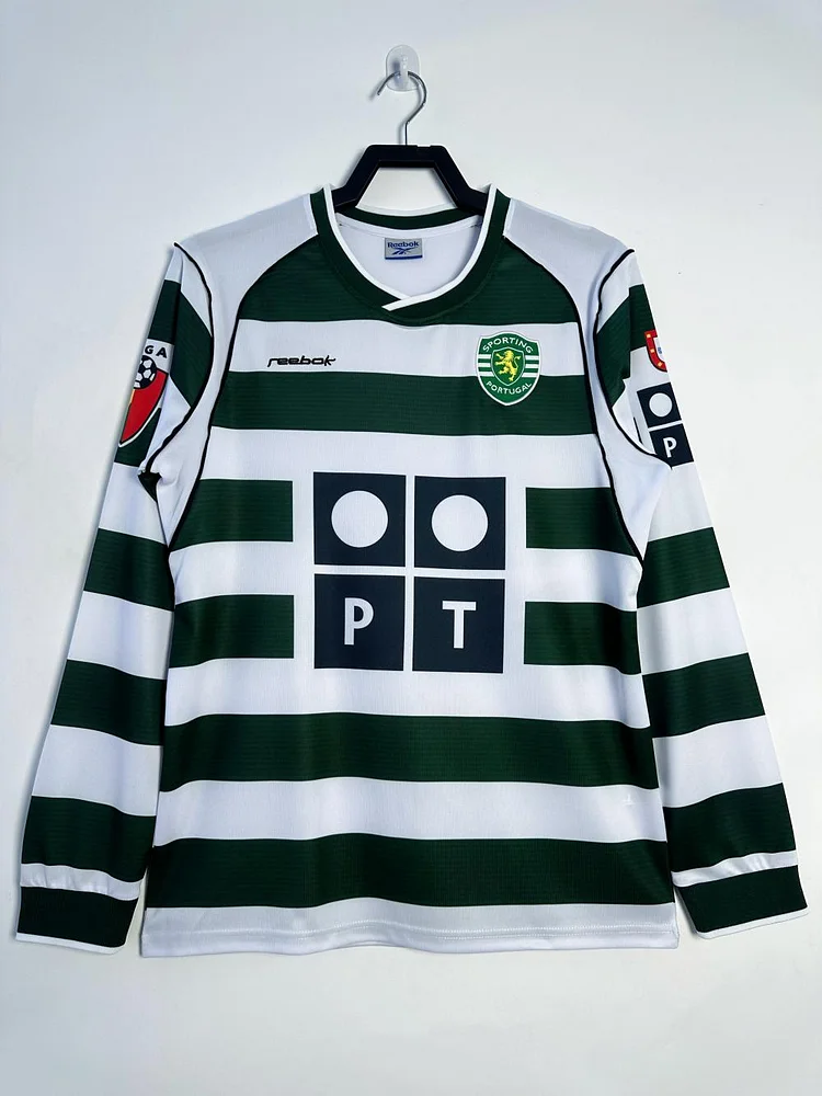 Retro 2002-2003 Sporting Lisbon Home Long Sleeve Football Jersey
