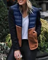 Down Jacket Patchwork Contrast Lambs wool
