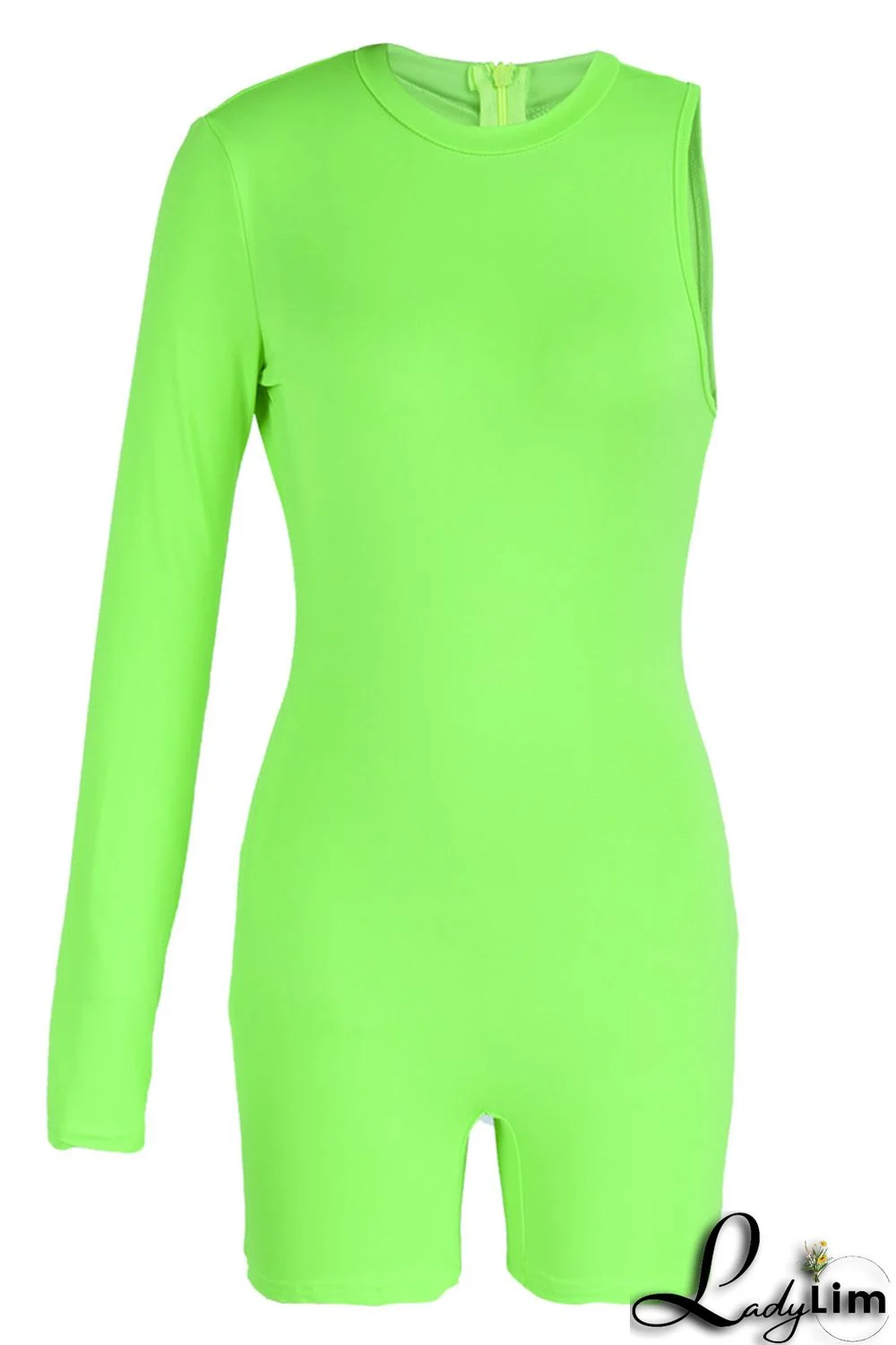 Black Sexy Sportswear Solid Patchwork Asymmetrical O Neck Skinny Jumpsuits