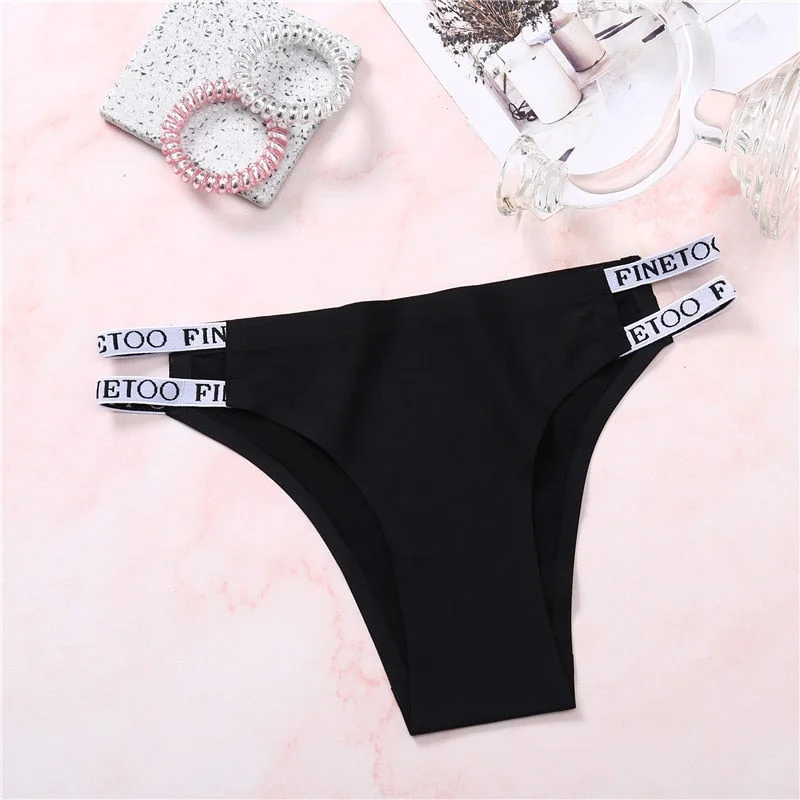 1/2PCS Seamless Lingerie Women's Underwear Low Rise Woman Panties Letter Bikini Sexy Female Ice Silk Brief Thongs For Ladies