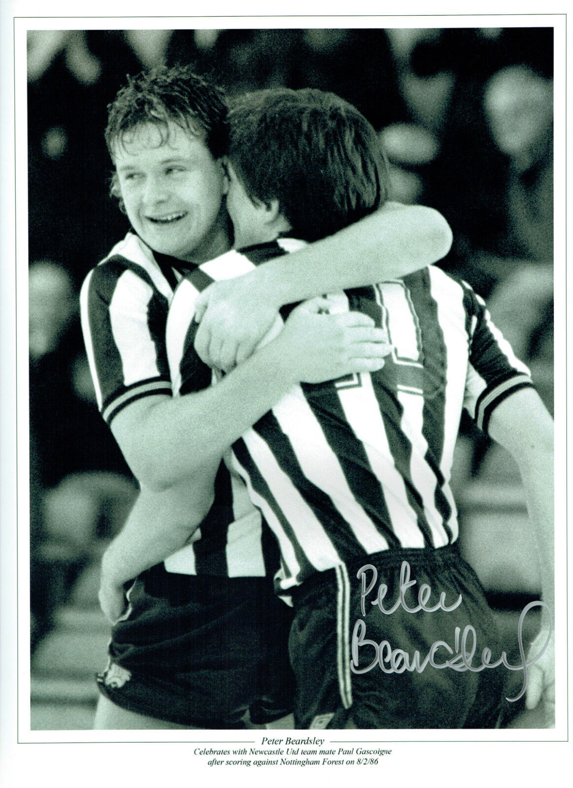 Peter BEARDSLEY with GAZZA Signed Autograph 16x12 Newcastle Utd Photo Poster painting AFTAL COA