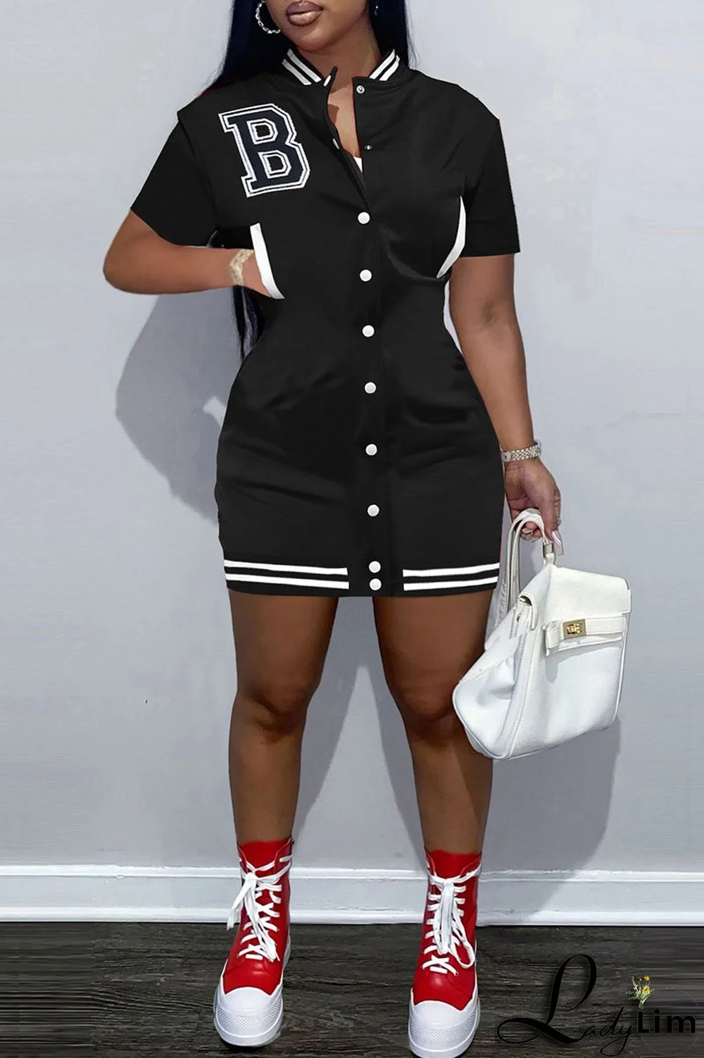 Black Casual Solid Embroidered Split Joint Buckle Straight Dresses