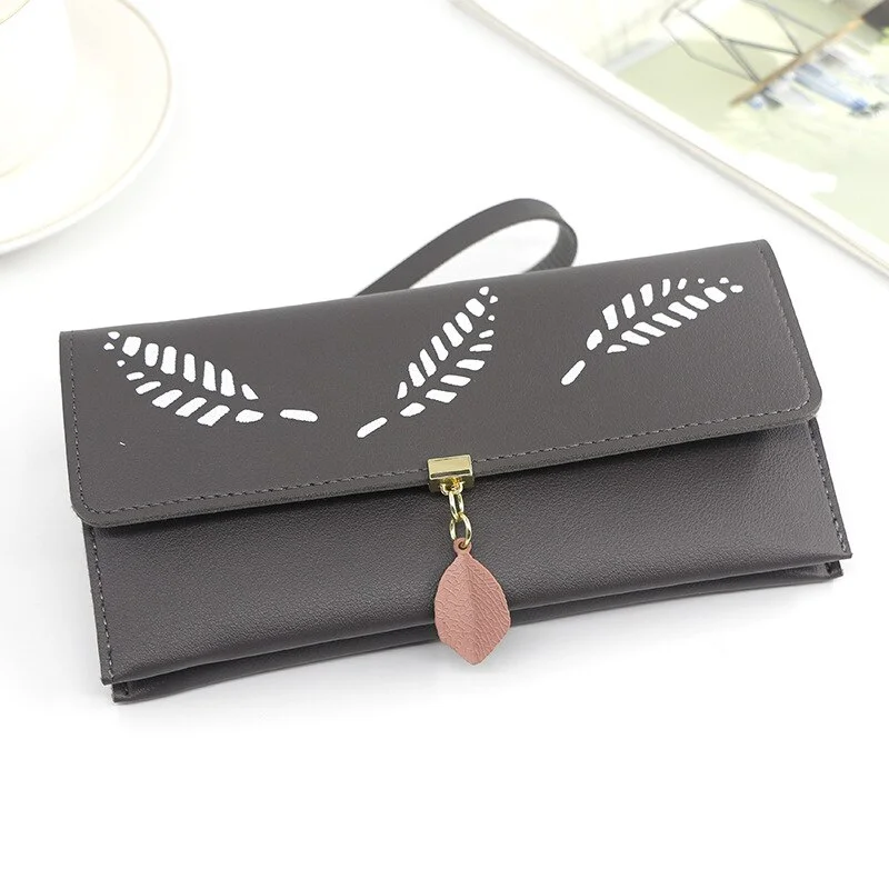 2023 Fashion Small Fresh Leaf Wallet Multi-functional Document Bag Large-capacity Clutch Bag Female Long Mobile Phone Bag