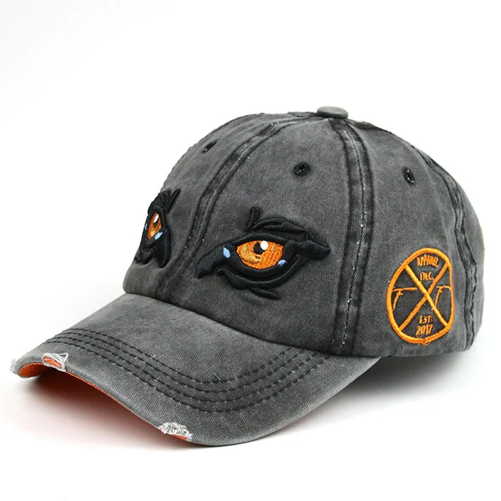 Men's Embroidered Distressed Denim Cap