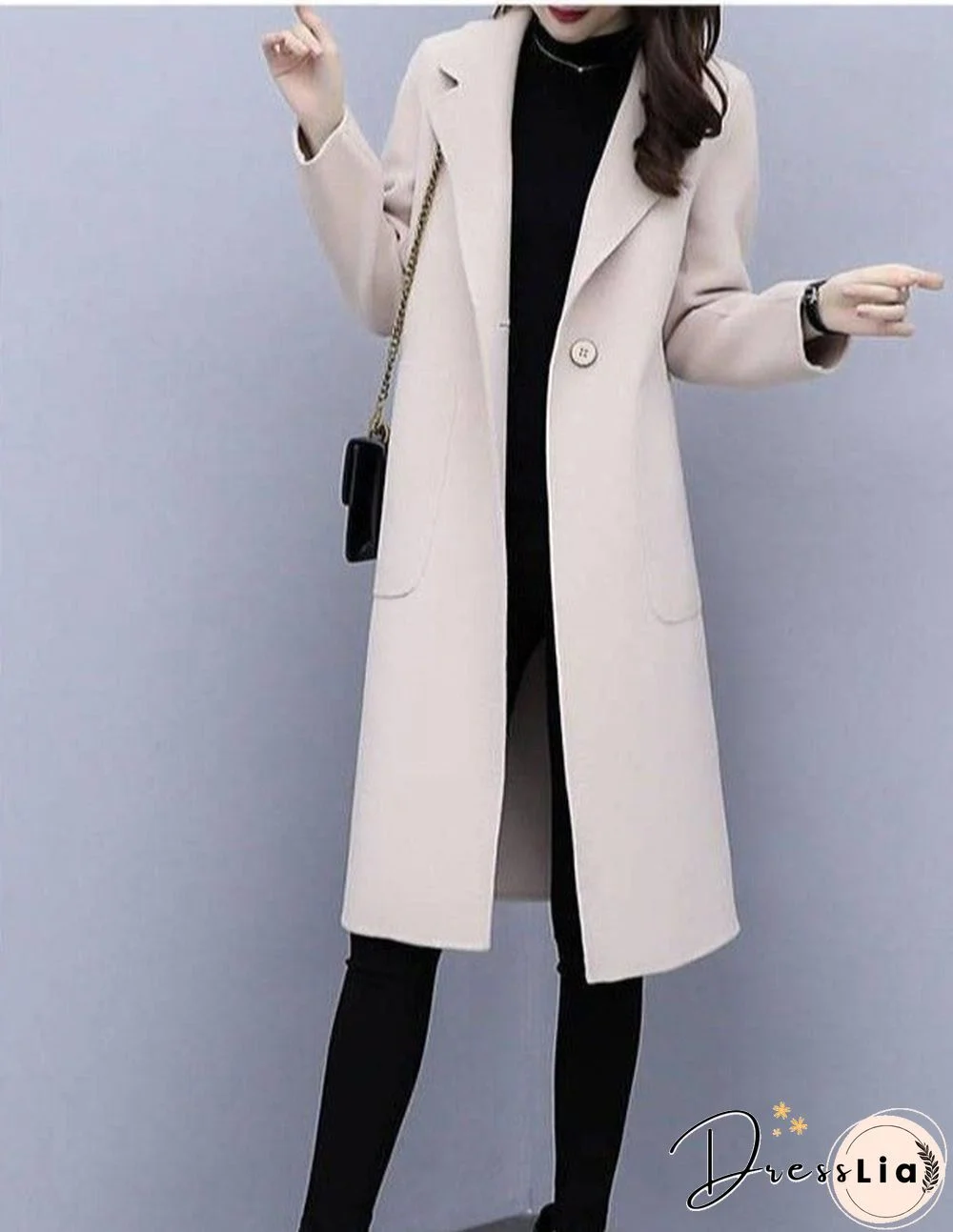 Woolen mid-length coat