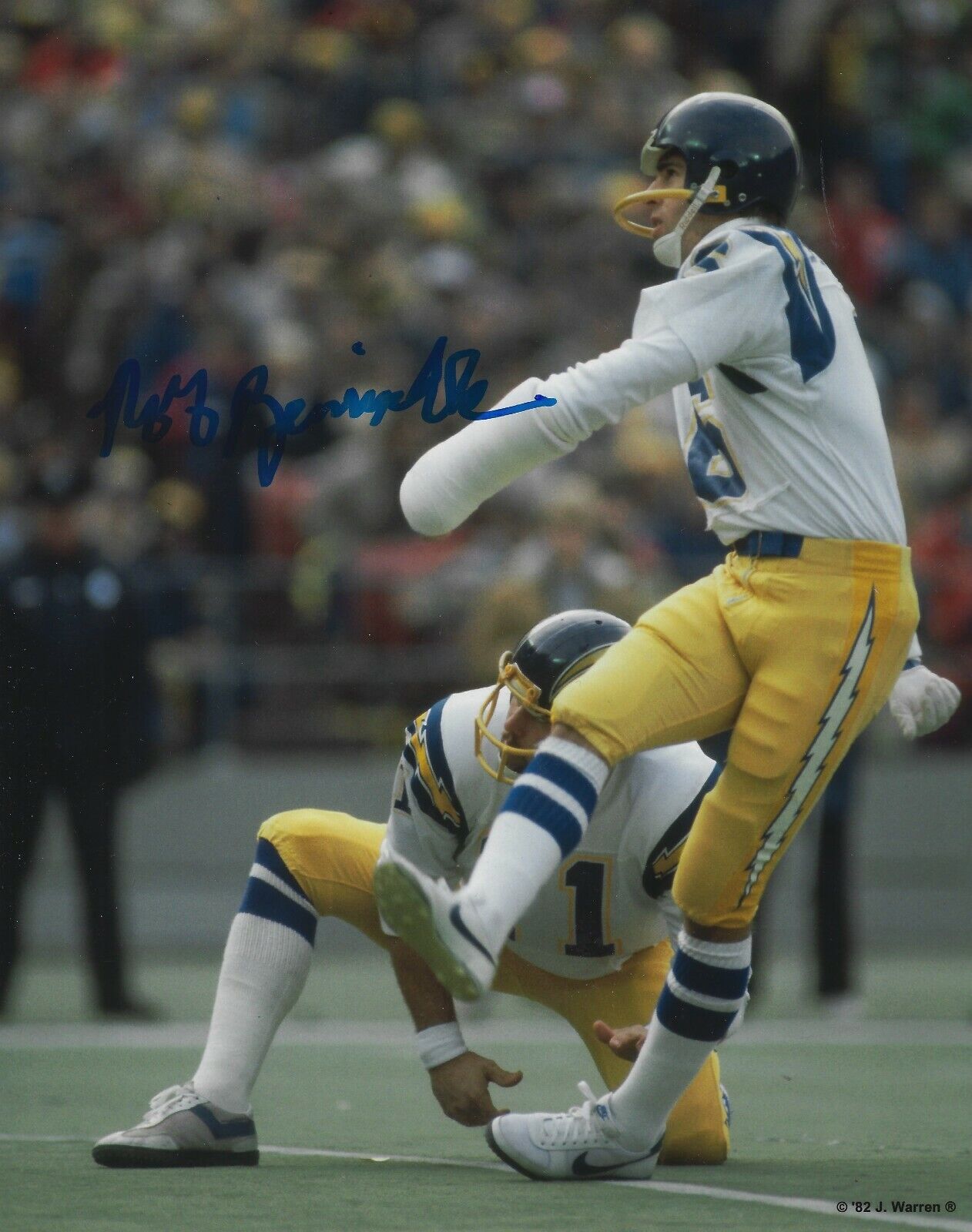 Autographed 8x10 ROLF BENIRSCHKE San Diego Chargers Photo Poster painting -w/ COA