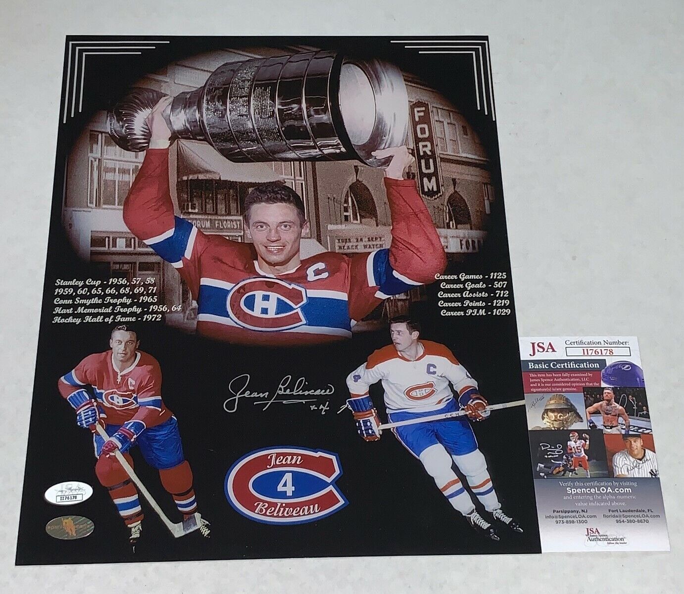 Jean Beliveau signed Montreal Canadiens 11x14 Photo Poster painting HOF autographed 2 JSA