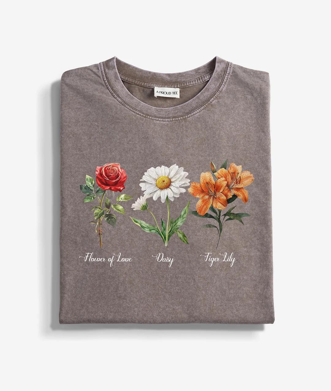 Flower Of Love Daisy Tiger Lily FDT Acid Wash T-shirt
