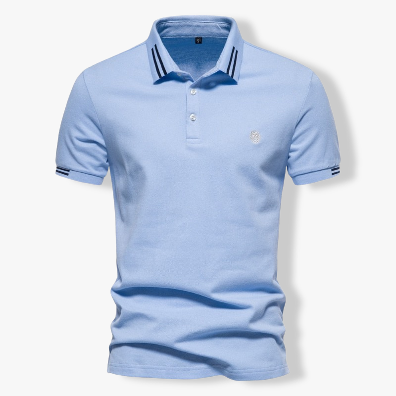 Lapel Stripe Embroidered Casual Polo Shirt