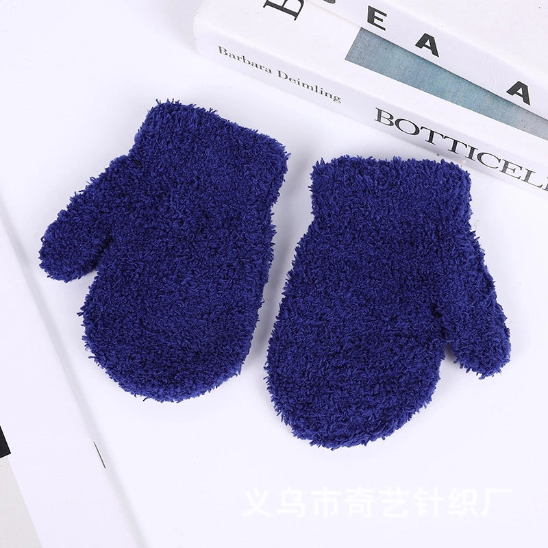 Children’s Gloves Warm Coral Fleece Cold Bag Gloves Men’s And Women’s Gloves Multi-color Optional